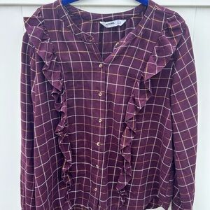 Sonoma Red and Purple Ruffled Blouse